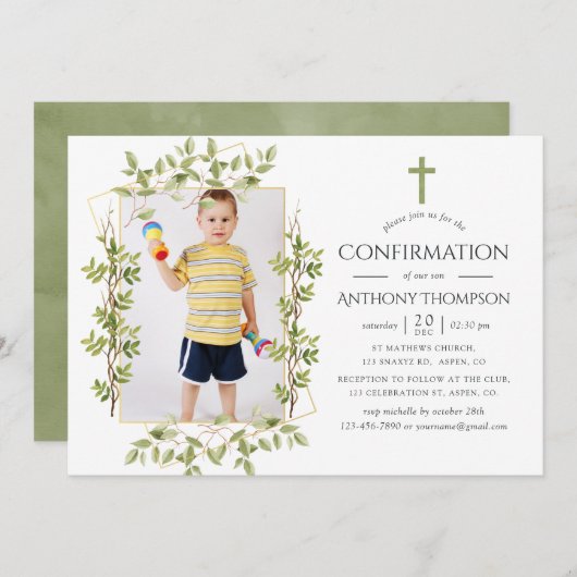 Greenery Geometric Confirmation Kaart (Voorkant / Achterkant)