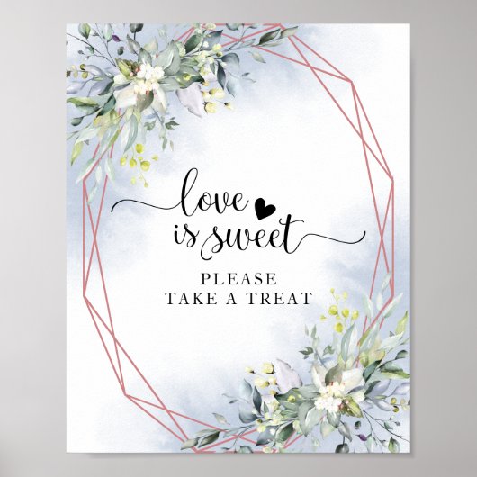 Greenery Geometric Eucalyptus Love is Sweet Sign Poster (Voorkant)