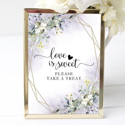 Greenery Geometric Eucalyptus Love is Sweet Sign Poster