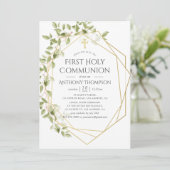 Greenery Geometric First Heilige Communie Kaart (Staand voorkant)