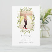 Greenery Geometric Foto Zwangerschap Aankondiging (Staand voorkant)