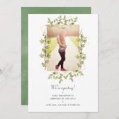 Greenery Geometric Foto Zwangerschap Aankondiging (Voorkant / Achterkant)