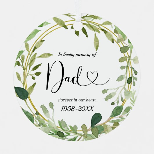 Greenery Geometric in Loing Memory of Pap Metalen Ornament (Voorkant)