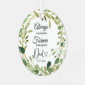 Greenery Geometric Loving Memorial of Father Metalen Ornament (Voorkant links)