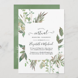 Greenery Geometric Online Virtual Wedding Kaart
