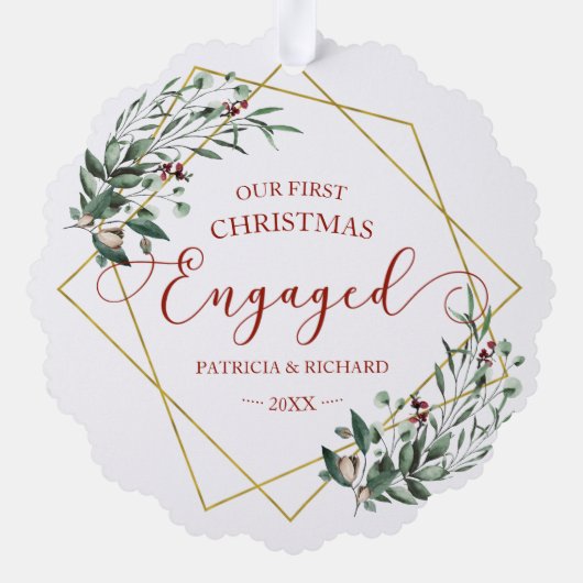 Greenery Geometric Ons eerste kerstfeest Ornament Kaart (Achterkant)