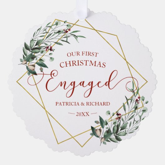 Greenery Geometric Ons eerste kerstfeest Ornament Kaart (Voorkant)