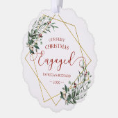 Greenery Geometric Ons eerste kerstfeest Ornament Kaart (Links)