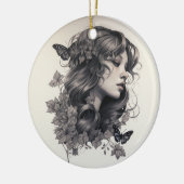 Greenery Geometric, onze eerste verloofde kerstkaa Keramisch Ornament (Links)