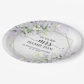 Greenery Geometric Paars Lavender Vrijgezellenfees Papieren Bordje (Gekanteld)