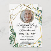 Greenery Geometric Retirement Party Invitation Kaart (Voorkant / Achterkant)
