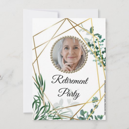 Greenery Geometric Retirement Party Invitation Kaart (Achterkant)