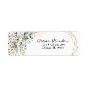 Greenery Geometric roze Blush Return Address Label