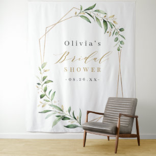 Greenery Geometric Rustic Vrijgezellenfeest Foto Wandkleed