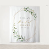 Greenery Geometric Rustic Vrijgezellenfeest Foto Wandkleed (Voorkant)