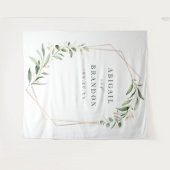 Greenery Geometric Rustic Wedding Photo Backdrop Wandkleed (Voorkant (horizontaal))