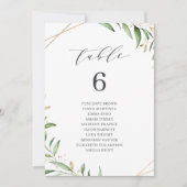 Greenery Geometric table number seating chart Kaart (Voorkant)