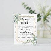 Greenery geometric verander de datum briefkaart (Staand voorkant)