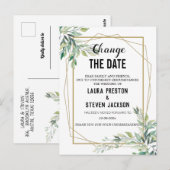 Greenery geometric verander de datum briefkaart (Voorkant / Achterkant)