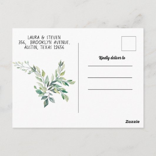 Greenery geometric verander de datum briefkaart (Achterkant)