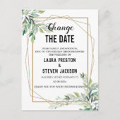 Greenery geometric verander de datum briefkaart (Voorkant)