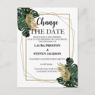 Greenery geometric verander de datum briefkaart