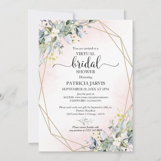 Greenery Geometric Virtual Vrijgezellenfeest Invit Kaart (Voorkant)