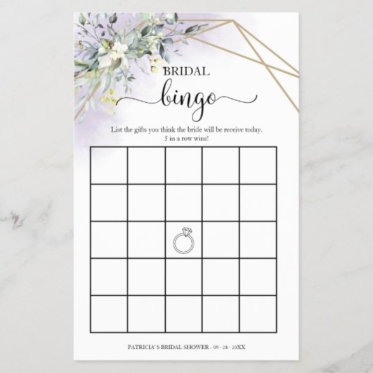 Greenery Geometric Vrijgezellenfeest Bingo Flyer (Voorkant)