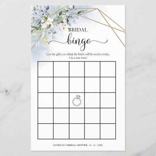 Greenery Geometric Vrijgezellenfeest Bingo Flyer (Voorkant)