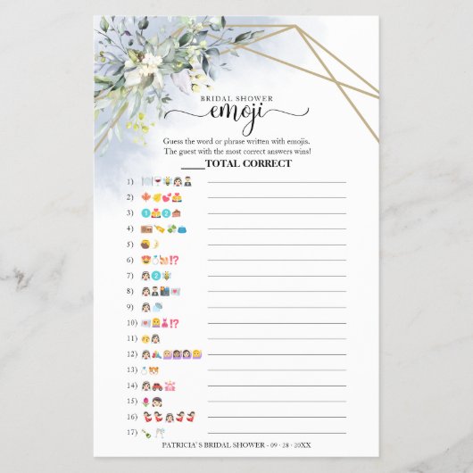 Greenery Geometric Vrijgezellenfeest Emoji Piction Flyer (Voorkant)