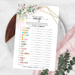 Greenery Geometric Vrijgezellenfeest Emoji Piction Flyer<br><div class="desc">OPMERKING: de antwoordsleutel is niet inbegrepen. Neem na aankoop contact met mij op om een afdrukbaar PDF-bestand met de antwoorden te krijgen.</div>