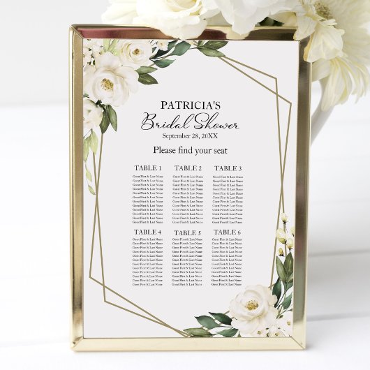 Greenery Geometric Vrijgezellenfeest Seating Chart Poster