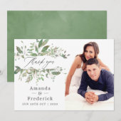 Greenery Geometric Wedding Bedankkaart (Voorkant / Achterkant)