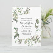 Greenery Geometric Wedding Bridesmaids Luncheon Kaart (Staand voorkant)