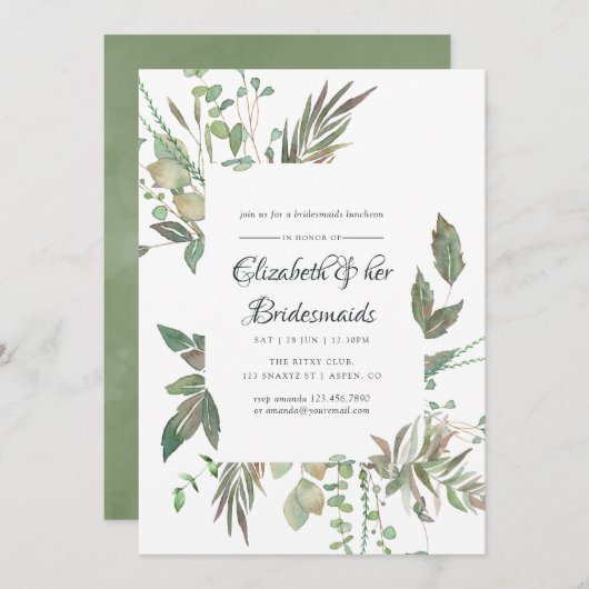 Greenery Geometric Wedding Bridesmaids Luncheon Kaart (Voorkant / Achterkant)