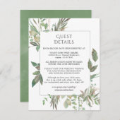 Greenery Geometric Wedding Guest Details Informatiekaartje (Voorkant / Achterkant)