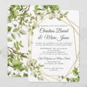 Greenery Geometric Wedding Invitations Kaart (Voorkant / Achterkant)