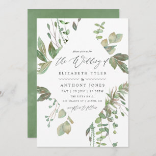 Greenery Geometric Wedding Kaart