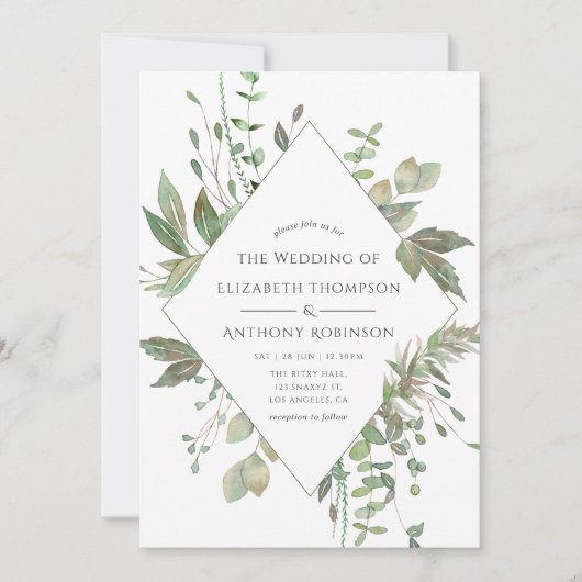 Greenery Geometric Wedding Kaart (Voorkant)