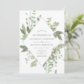 Greenery Geometric Wedding Kaart (Staand voorkant)