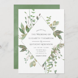 Greenery Geometric Wedding Kaart