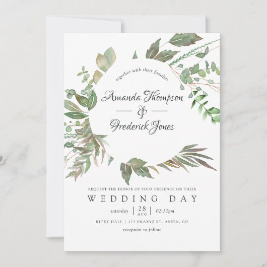 Greenery Geometric Wedding Kaart (Voorkant)