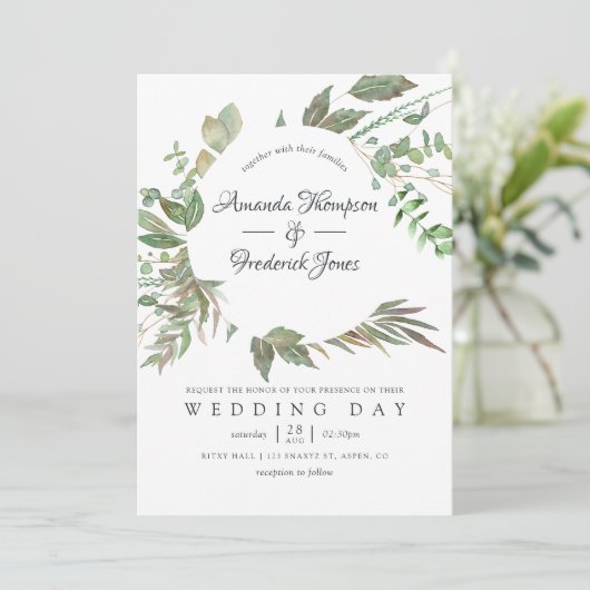 Greenery Geometric Wedding Kaart (Staand voorkant)