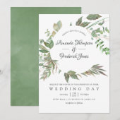 Greenery Geometric Wedding Kaart (Voorkant / Achterkant)