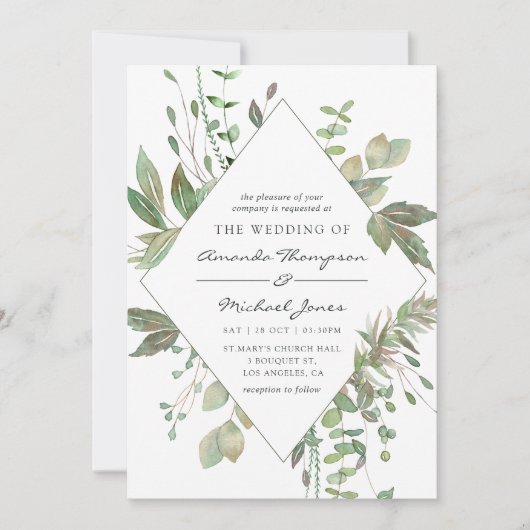 Greenery Geometric Wedding Kaart (Voorkant)