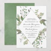 Greenery Geometric Wedding Kaart (Voorkant / Achterkant)
