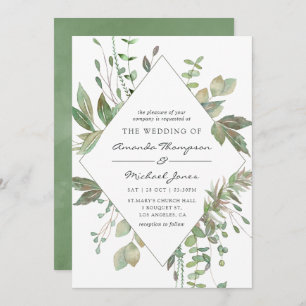 Greenery Geometric Wedding Kaart