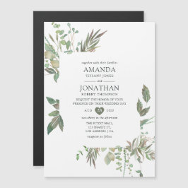 Greenery Geometric Wedding Magnetische Uitnodiging