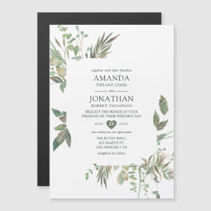 Greenery Geometric Wedding Magnetische Uitnodiging