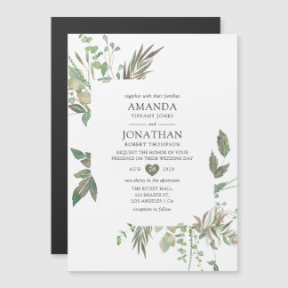 Greenery Geometric Wedding Magnetische Uitnodiging
